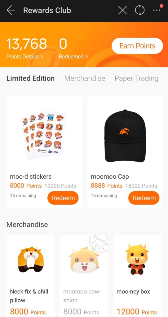 Moomoo Rewards Club Prizes