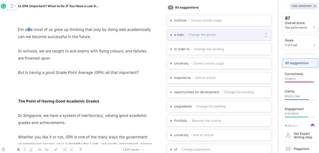 Grammarly Is GPA Important Article Rarefyi