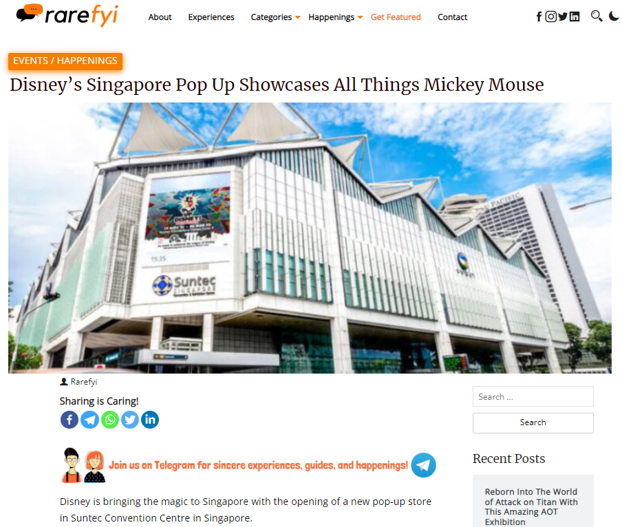 Rarefyi Disney Singapore Event Promotion Advertising